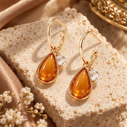 Golden Teardrop Crystal Charm Earrings