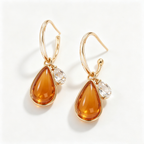 Golden Teardrop Crystal Charm Earrings