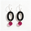 Black Oval Ruby Drop Earrings