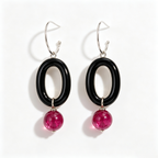 Black Oval Ruby Drop Earrings
