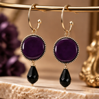 Vintage Amethyst Black Teardrop Statement Earrings