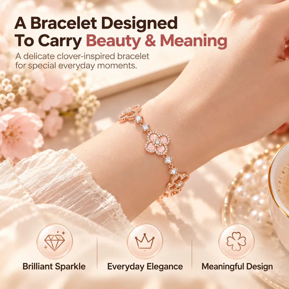 A Little Symbol Of Luck, Love & Beauty — A Timeless Clover Diamond Bracelet Made To Shine With You Every Day -Last Day Sale-90% OFF🔥