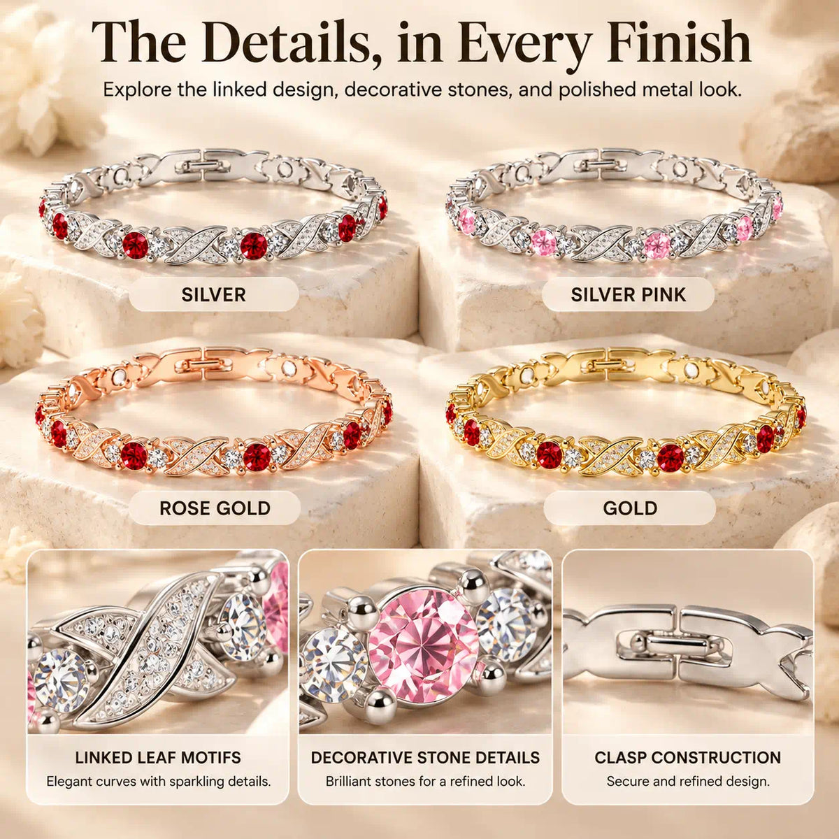 Energy Magnetic Bracelet – Elegant Gemstone Details, Four Beautiful Finishes & Everyday Statement Style-Last Day Sale-90% OFF🔥