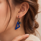 Blue Triangle Crystal Charm Drop Earrings