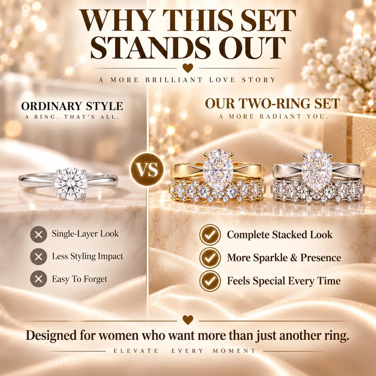 A Timeless Diamond Ring Stack Designed To Celebrate Your Forever Moments-Last Day Sale-90% OFF🔥
