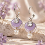 Lavender Crystal Pearl Drop Earrings