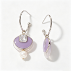 Lavender Crystal Pearl Drop Earrings