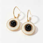Black Pearl Center Oval Drop Earrings