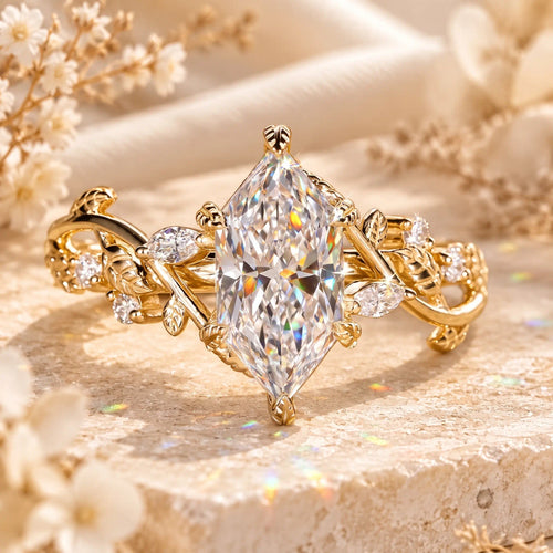 A Nature-Inspired Marquise Lab-Grown Diamond Ring with Romantic Vine & Leaf Details-Last Day Sale-90% OFF🔥