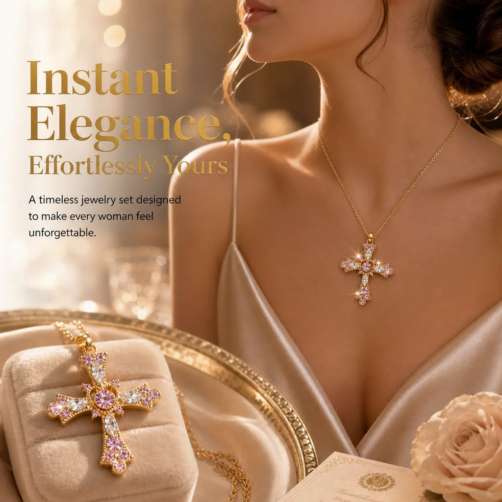 Women's Sparkling Diamond Jewelry – Elegant Diamond Cross Necklace -Last Day Sale-90% OFF🔥