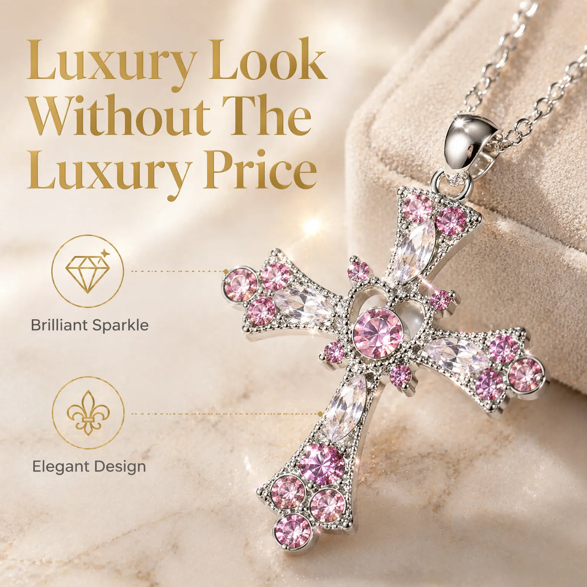Women's Sparkling Diamond Jewelry – Elegant Diamond Cross Necklace -Last Day Sale-90% OFF🔥