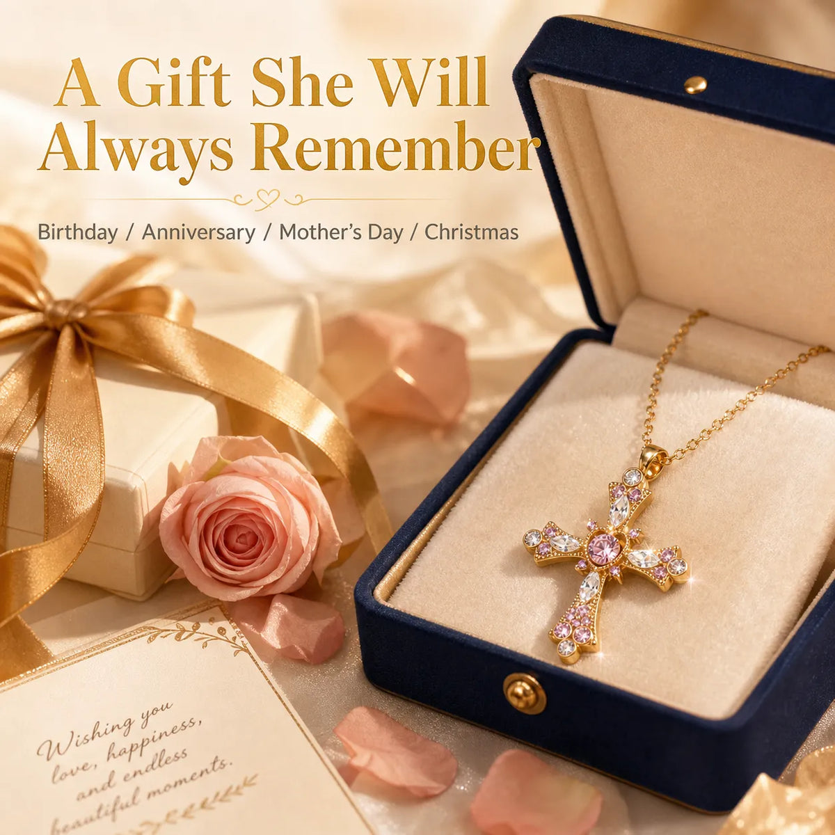 Women's Sparkling Diamond Jewelry – Elegant Diamond Cross Necklace -Last Day Sale-90% OFF🔥